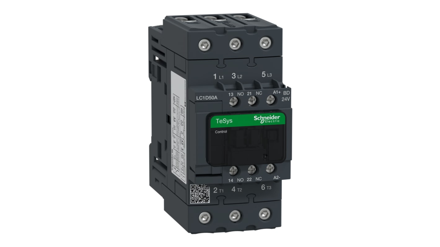 Schneider Electric TeSys D Contactor, 24 V dc Coil, 3-Pole, 50 A, 30 kW, 3NO