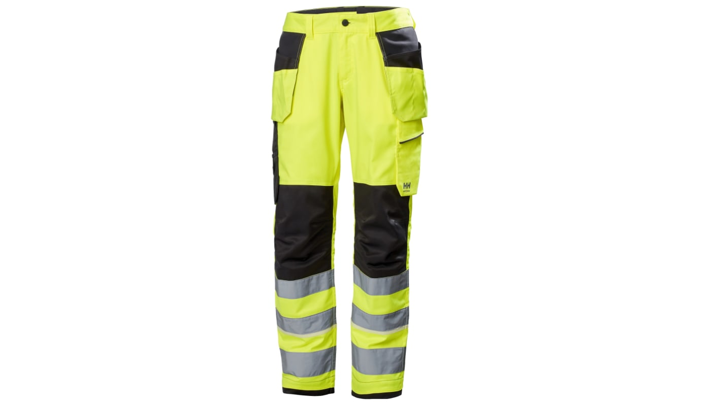 Pantalones de alta visibilidad Helly Hansen Unisex, talla 92cm, de color Negro/verde/blanco/amarillo