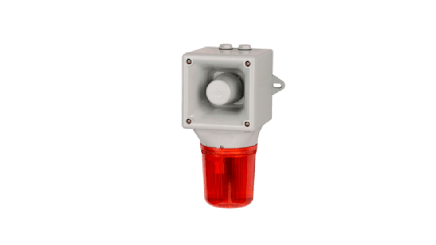 e2s AB105LDA Series Amber, Blue, Clear, Green, Red, Yellow LED Beacon, 24 V, IP65, Wall Mount, 113dB at 1 Metre