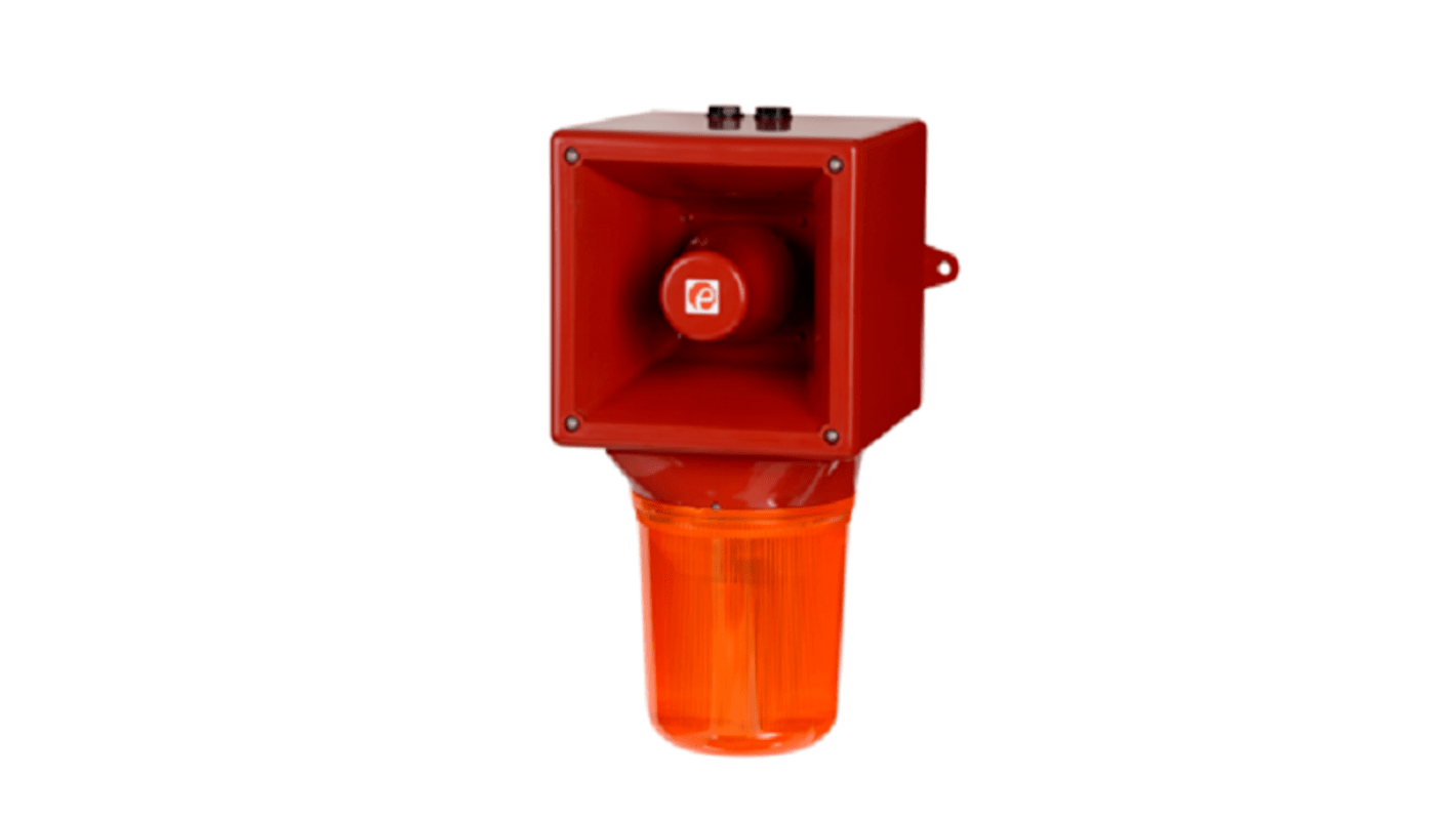 e2s 声光报警器, 115 V电源, 1米外126dB, IP65, 琥珀色，蓝色，透明，绿色，红色，黄色灯罩, AB121STR系列