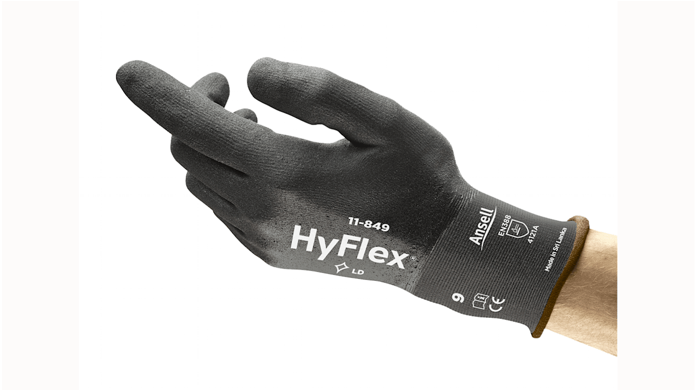 Ansell 11-849 Grey Nylon, Spandex Abrasion Resistant Work Gloves, Size 11, Nitrile Coating