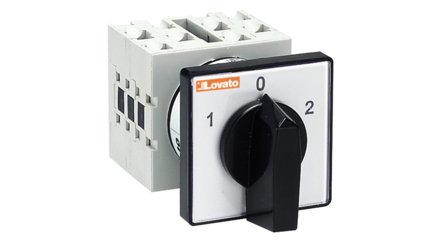 Lovato 3 Position 60° Motor Control Cam Switch, 16A, Short Black Handle Actuator