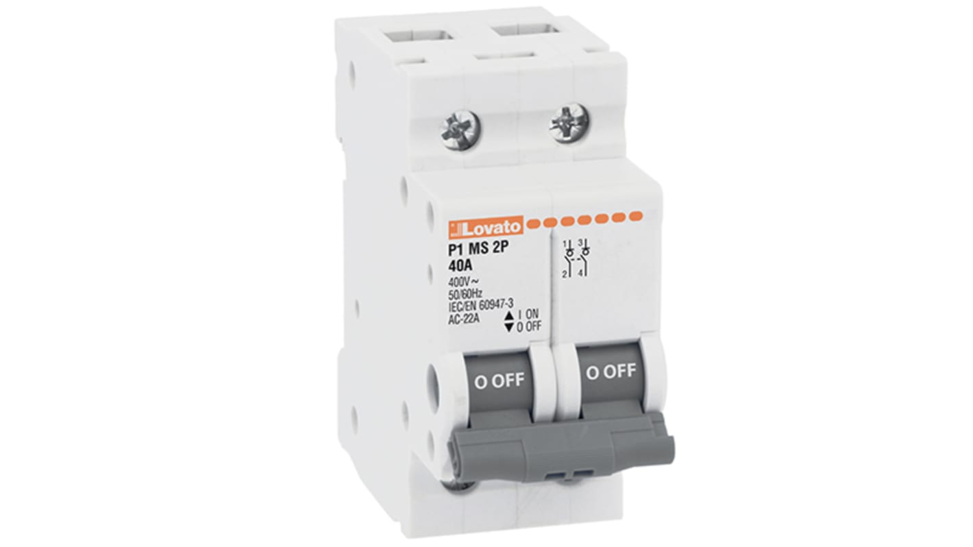 Interrupteur-sectionneur Lovato P1MS, 2P, 100A, 440V c.a.