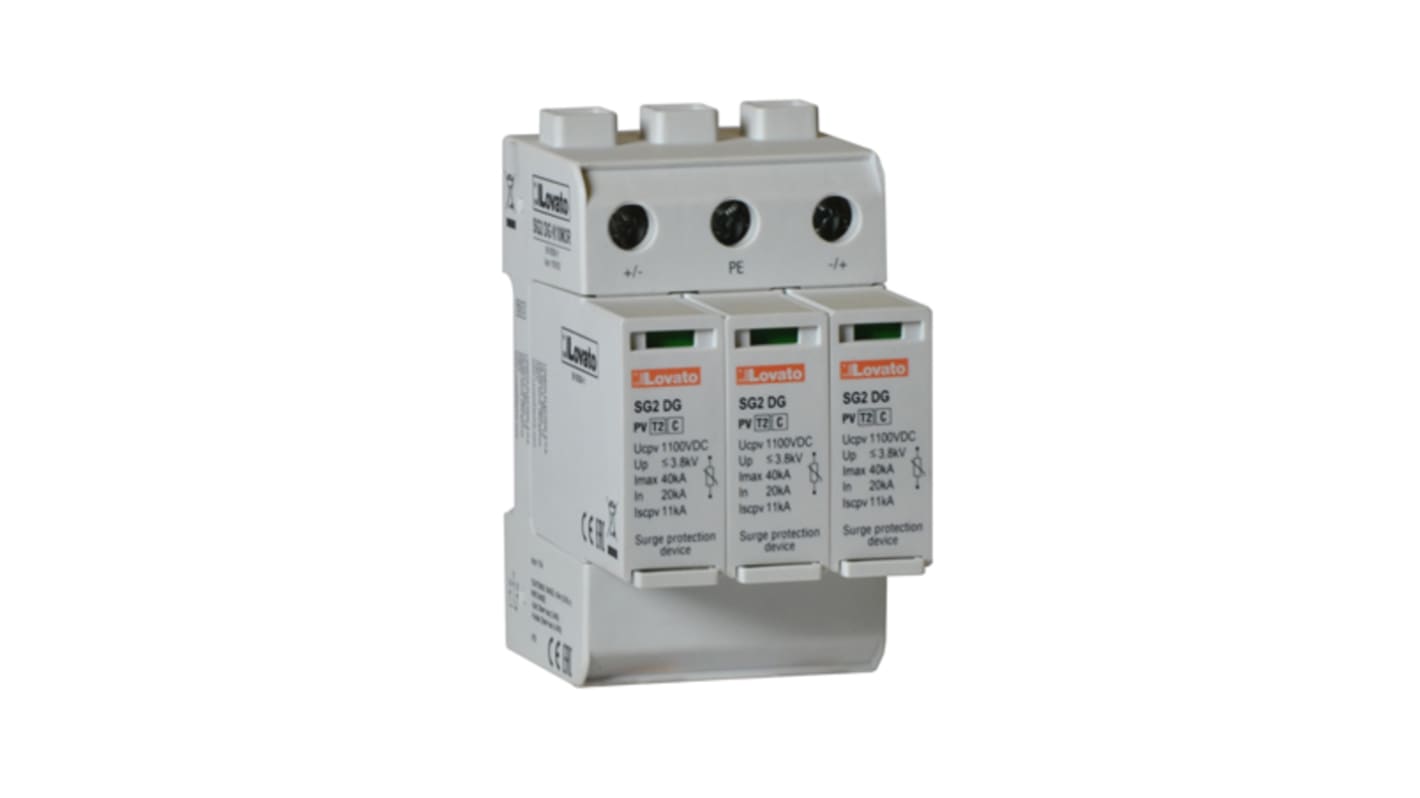 Lovato Single Phase Surge Protector, 40kA, DIN Rail Mount