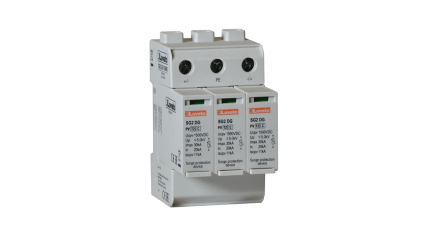 Lovato Single Phase Surge Protector, 30kA, DIN Rail Mount