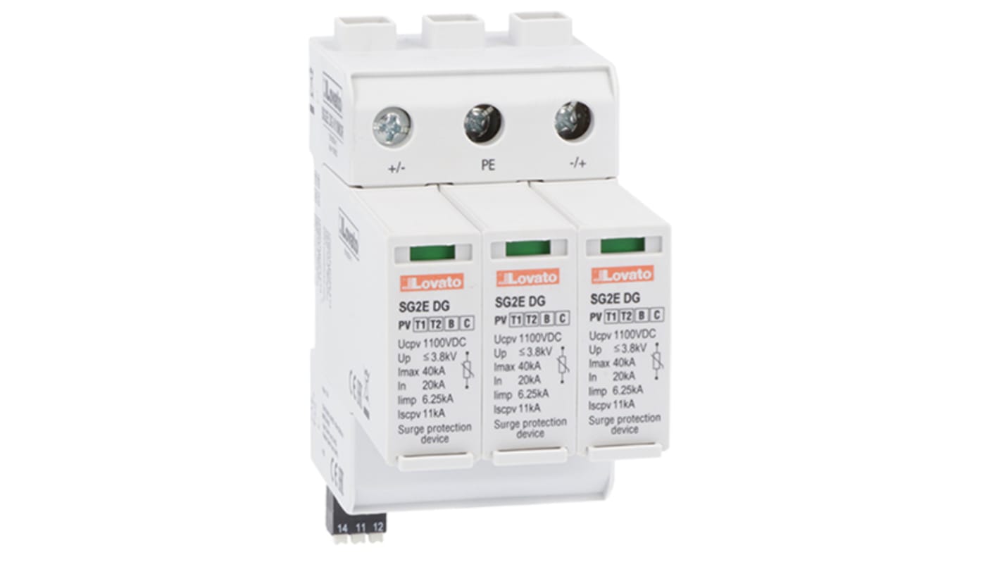 Lovato Single Phase Surge Protector, 40kA, DIN Rail Mount