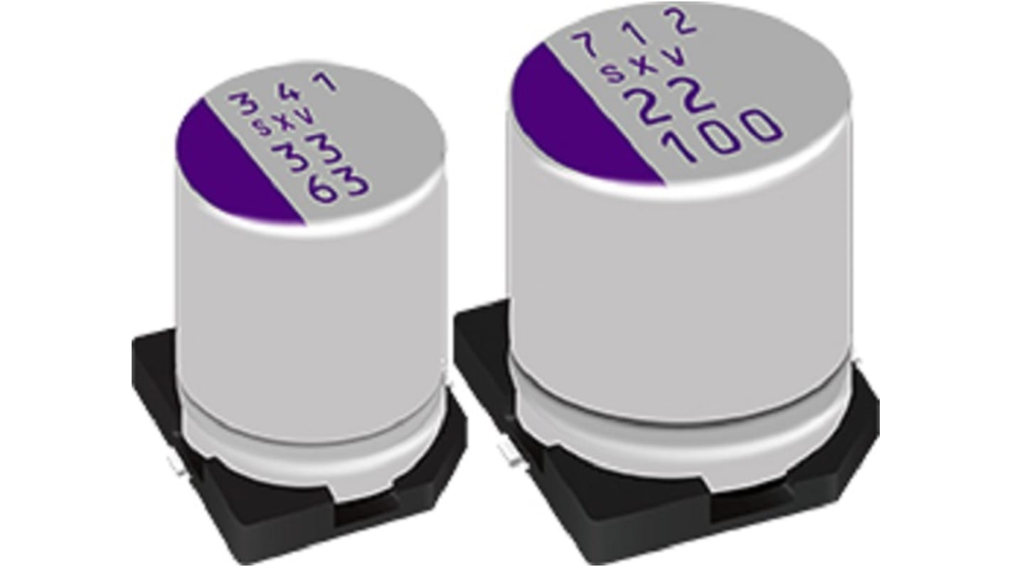 Panasonic 82μF Conductive Polymer Aluminium Solid Capacitor 72V dc, Surface Mount - 72SXV82M