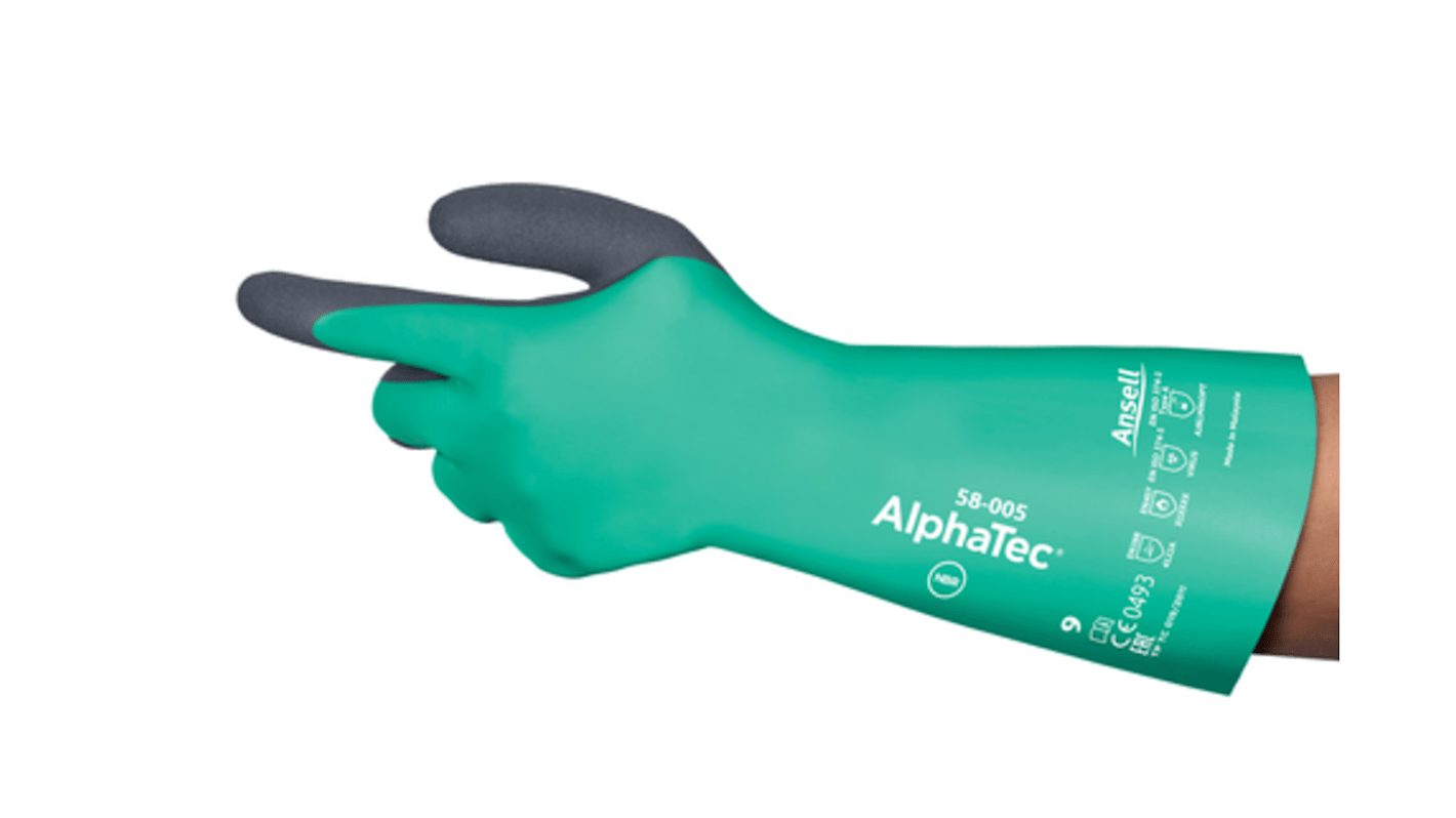 Gants de manutention Ansell taille 7, Résiste aux produits chimiques, Vert