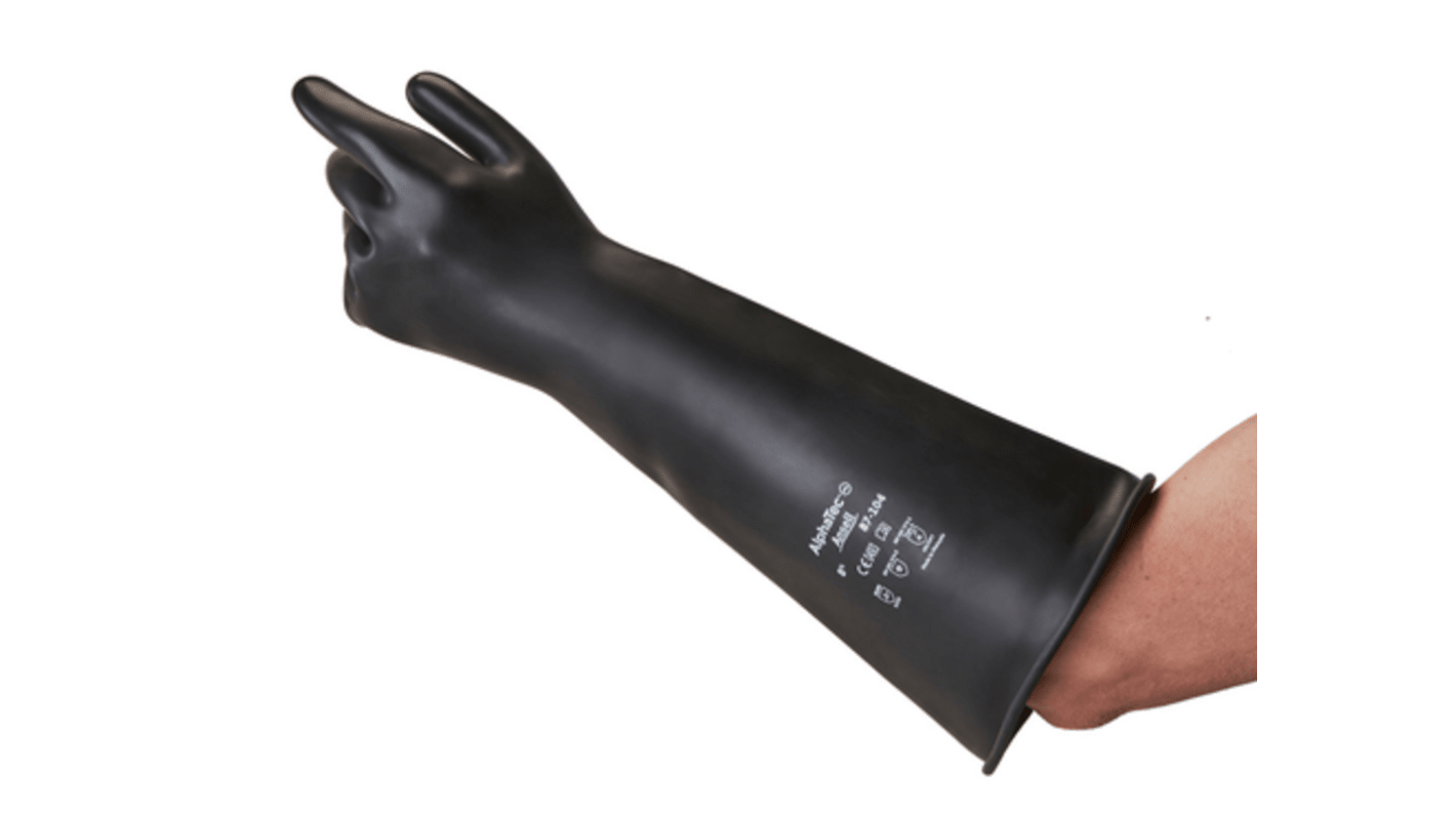 Guantes de trabajo de Látex Negro Ansell serie 87-104, talla 10.5, con recubrimiento de Látex, Resistente a sustancias
