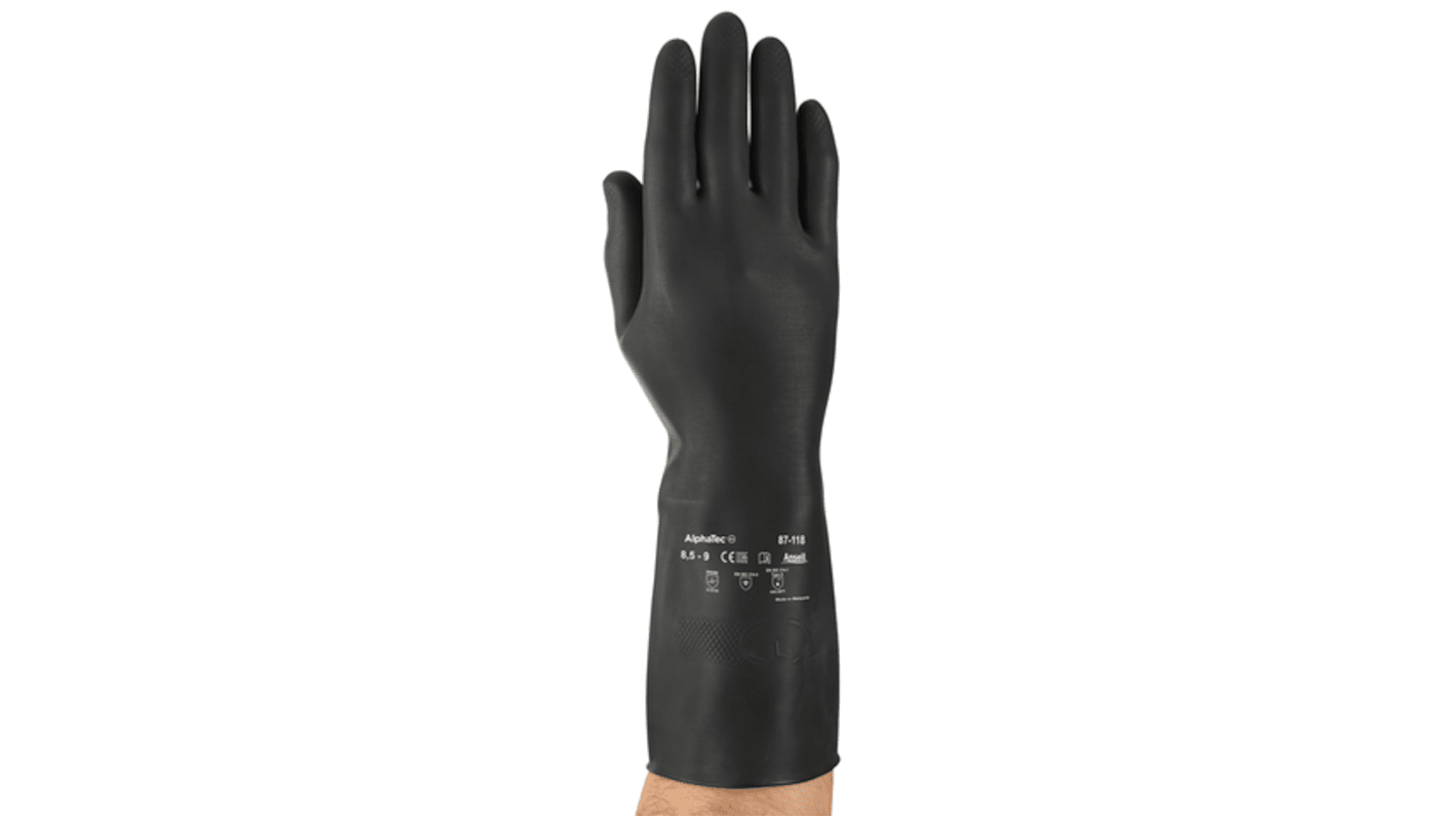 Gants de manutention Ansell taille 7.5, Résiste aux produits chimiques, Noir