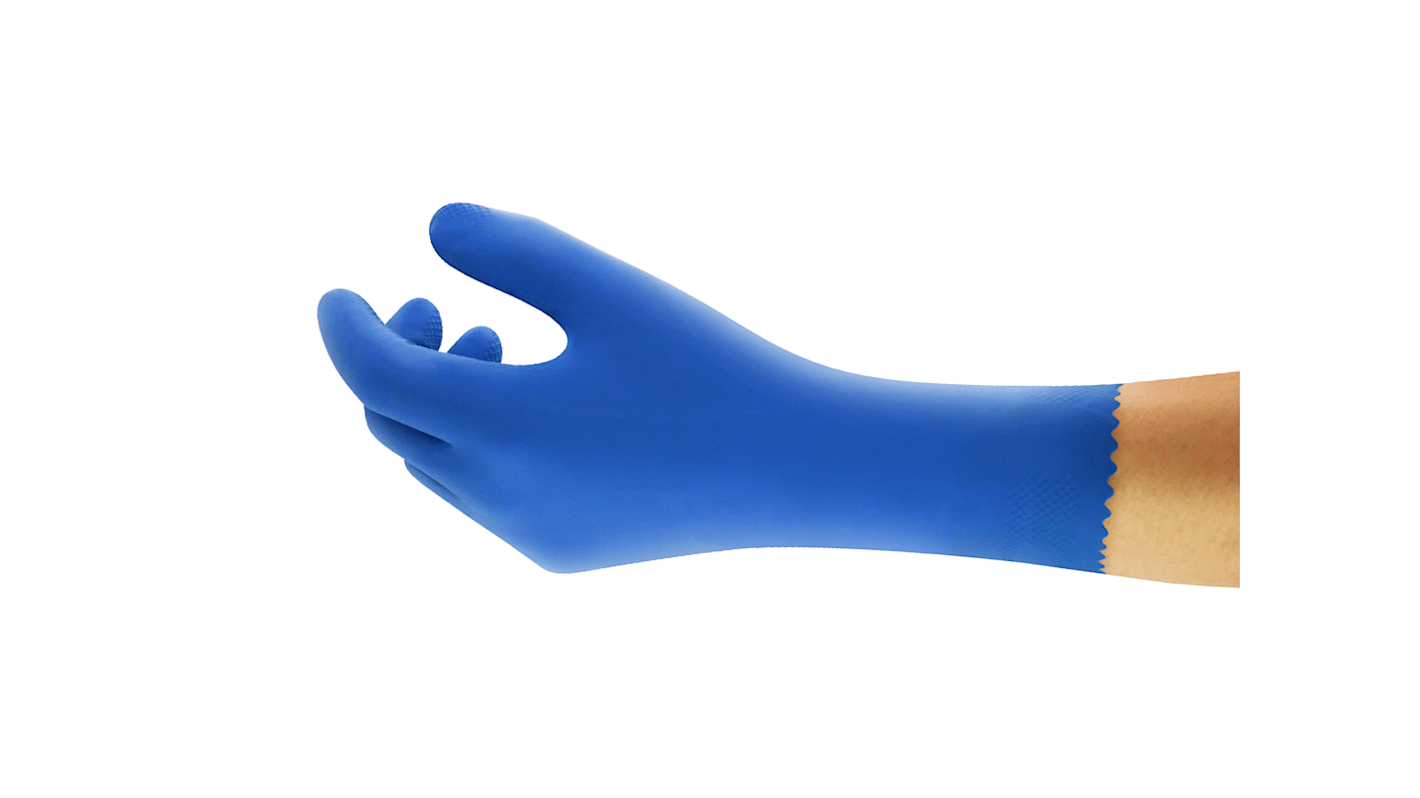 Ansell Blue Latex Safety Work Gloves, Size 7, Latex Coating