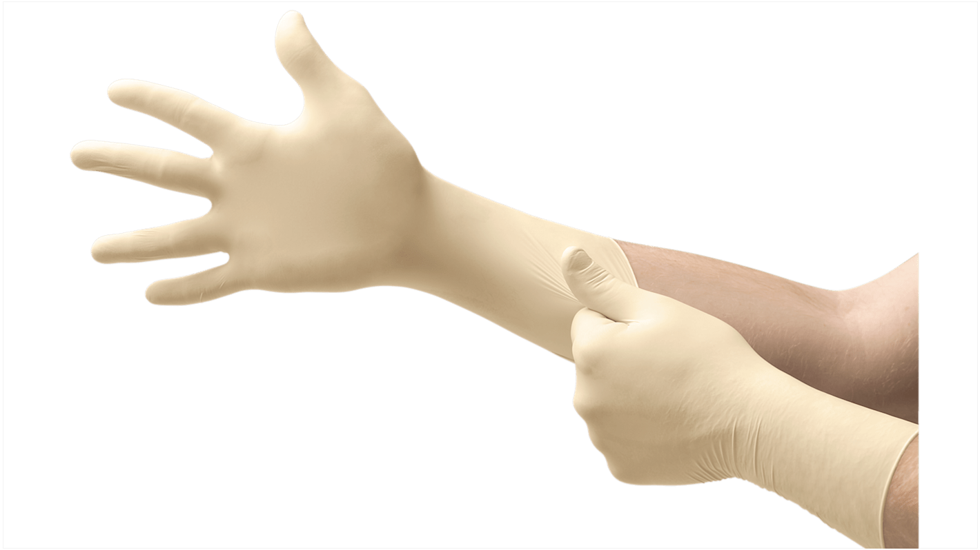 Ansell 93-401 Beige Powder-Free Nitrile Disposable Gloves, Size S, 100 per Pack