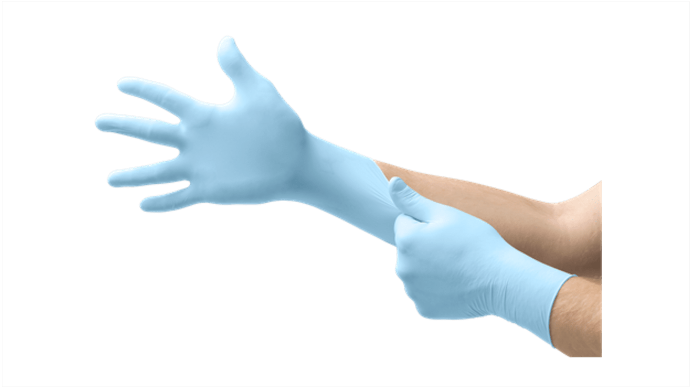 Ansell Blue Powder-Free Nitrile Disposable Gloves, Size L, Food Safe