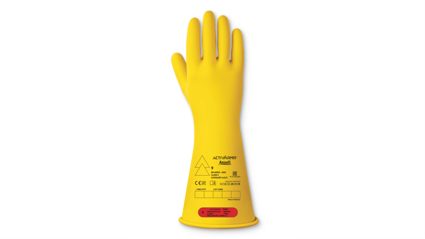 Ansell RIG014Y Elektro-Isolierhandschuhe Größe 10 Elektrische Sicherheit Latex Gelb 1Paar
