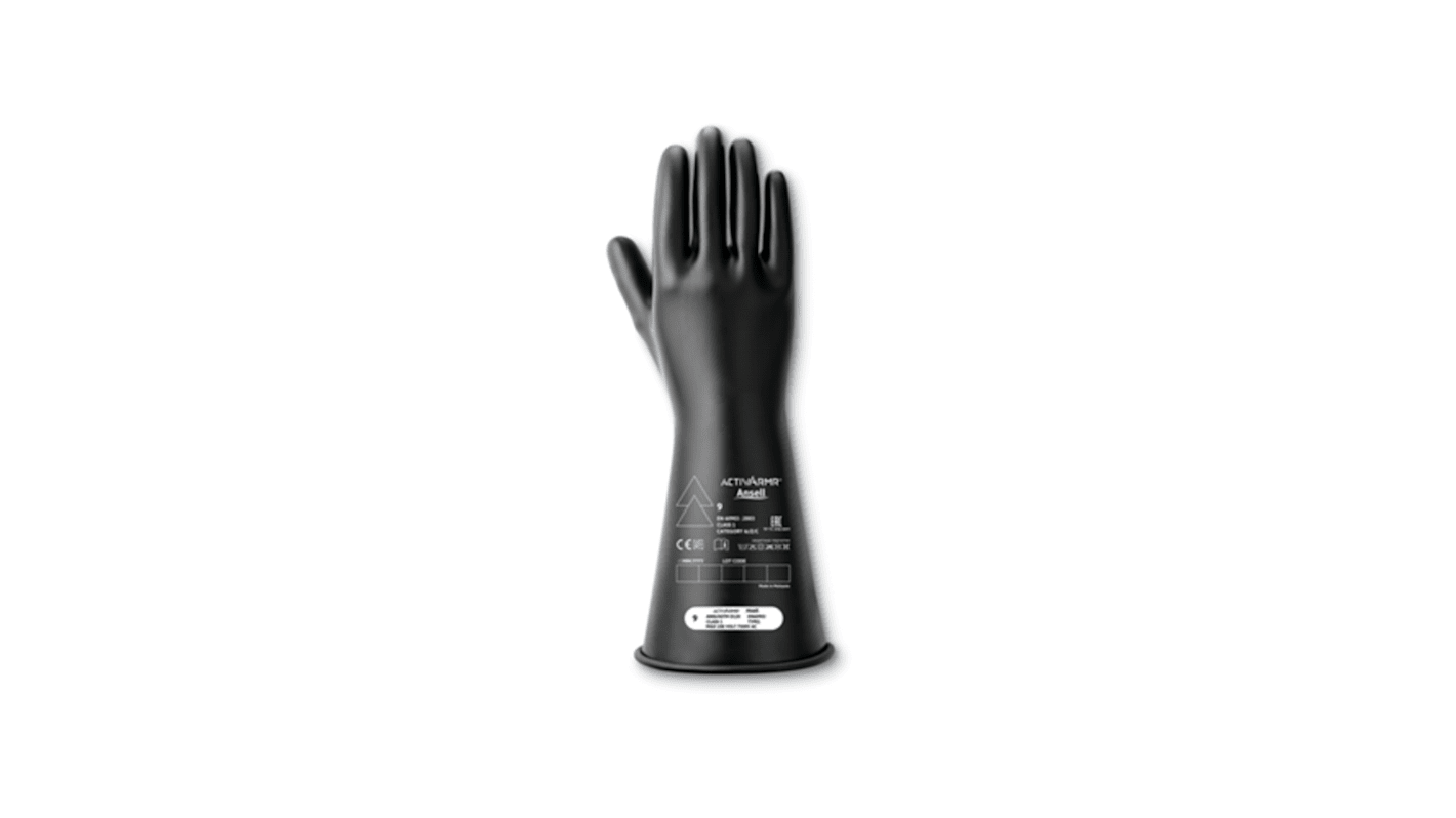 Ansell Black Latex Electrical Safety Electrical Insulating Gloves, Size 12, Latex Coating