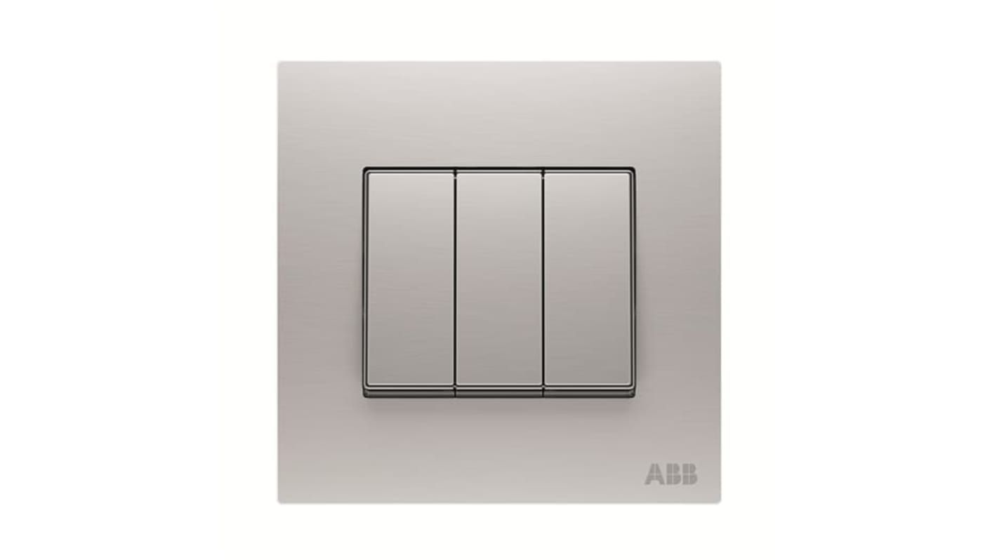 ABB Silver Rocker Light Switch, 2 Way, 3 Gang, Millenium