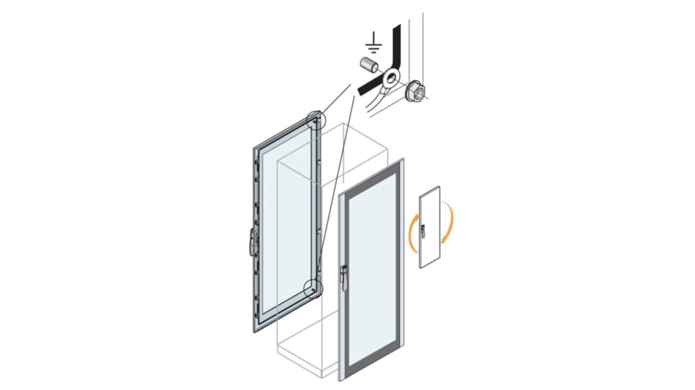 ABB AM2 Series Lockable Steel RAL 7035 Glazed Door, 1m W, 2.2m L for Use with IS2 Enclosures