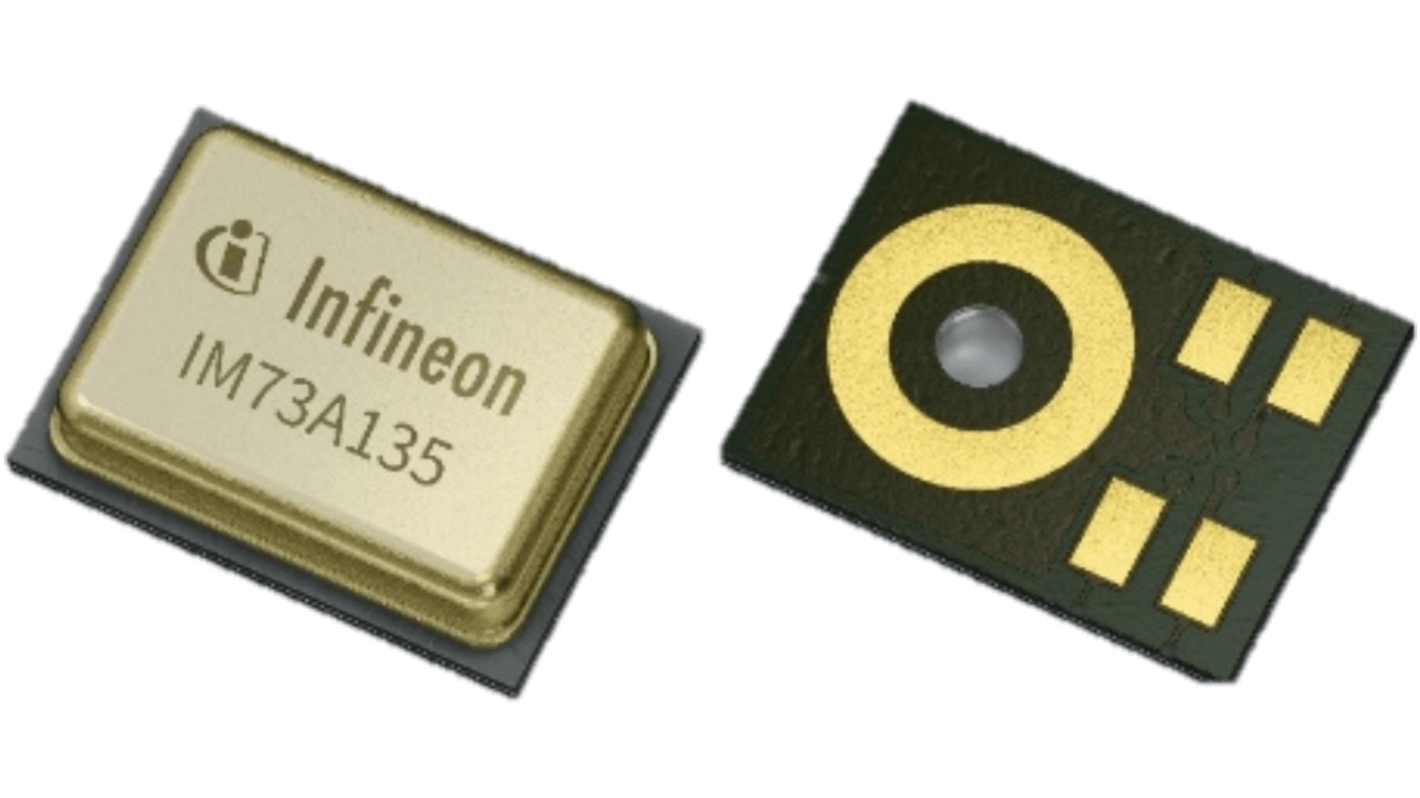 Infineon MEMS 麦克风 模拟麦克风芯片, 1.52 → 3V操作电压, 73dB信噪比, PG-LLGA-5-2封装, 5针