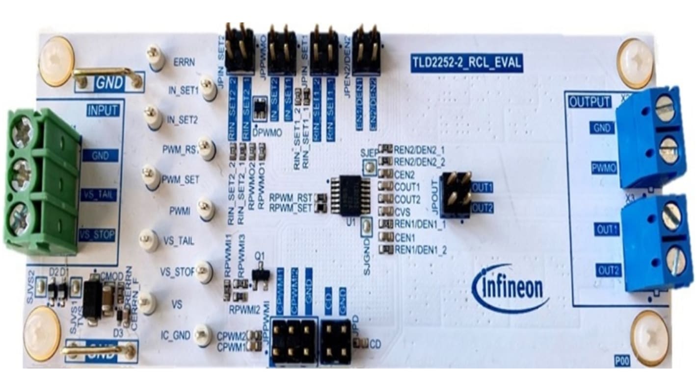 Infineon LED 驱动器评估测试板, TLD2252-2_RCL_EVAL, 用于LITIX™ Basic+ TLD2252-2EP
