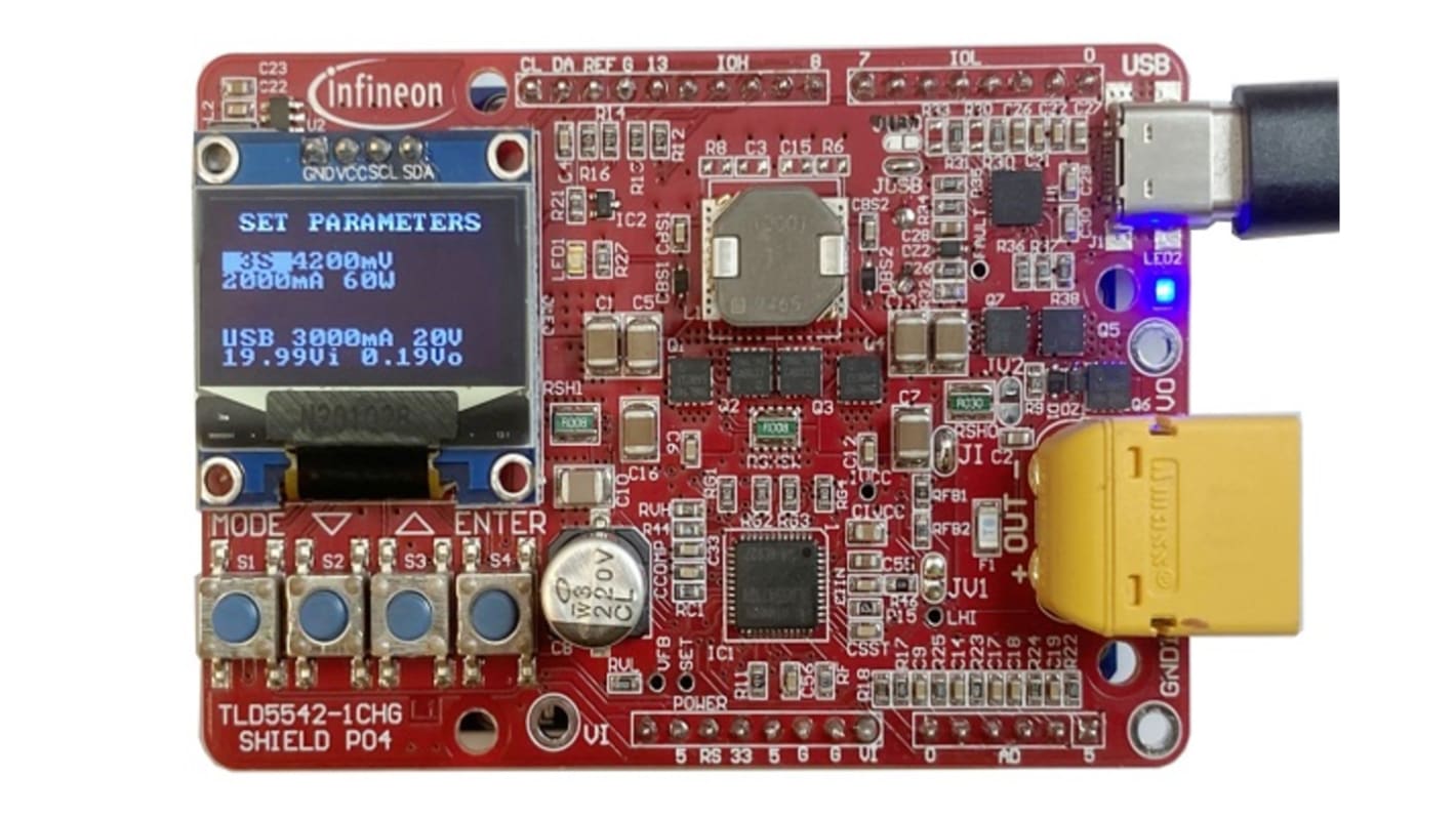 Infineon TLD5542-1CHG_SHIELD, 电池充电器 评估测试板, TLD5542-1 Half-Bridge controller芯片