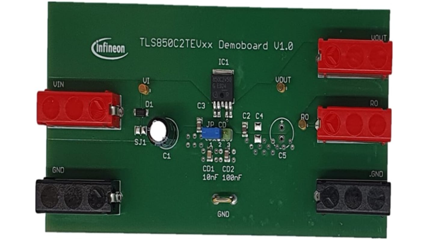 Placa de demostración Regulador de tensión de LDO Infineon TLS850C2TE V33 BOARD - TLS850C2TEV33BOARDTOBO1