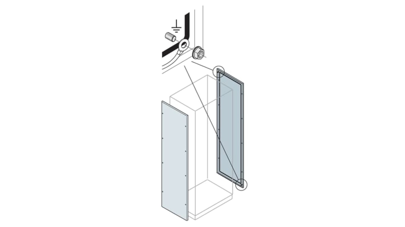ABB AM2 Series RAL 7035 Steel Blind Side Panel, 1m W, 1.8m L, for Use with Enclosures - baying (horizontal joining)