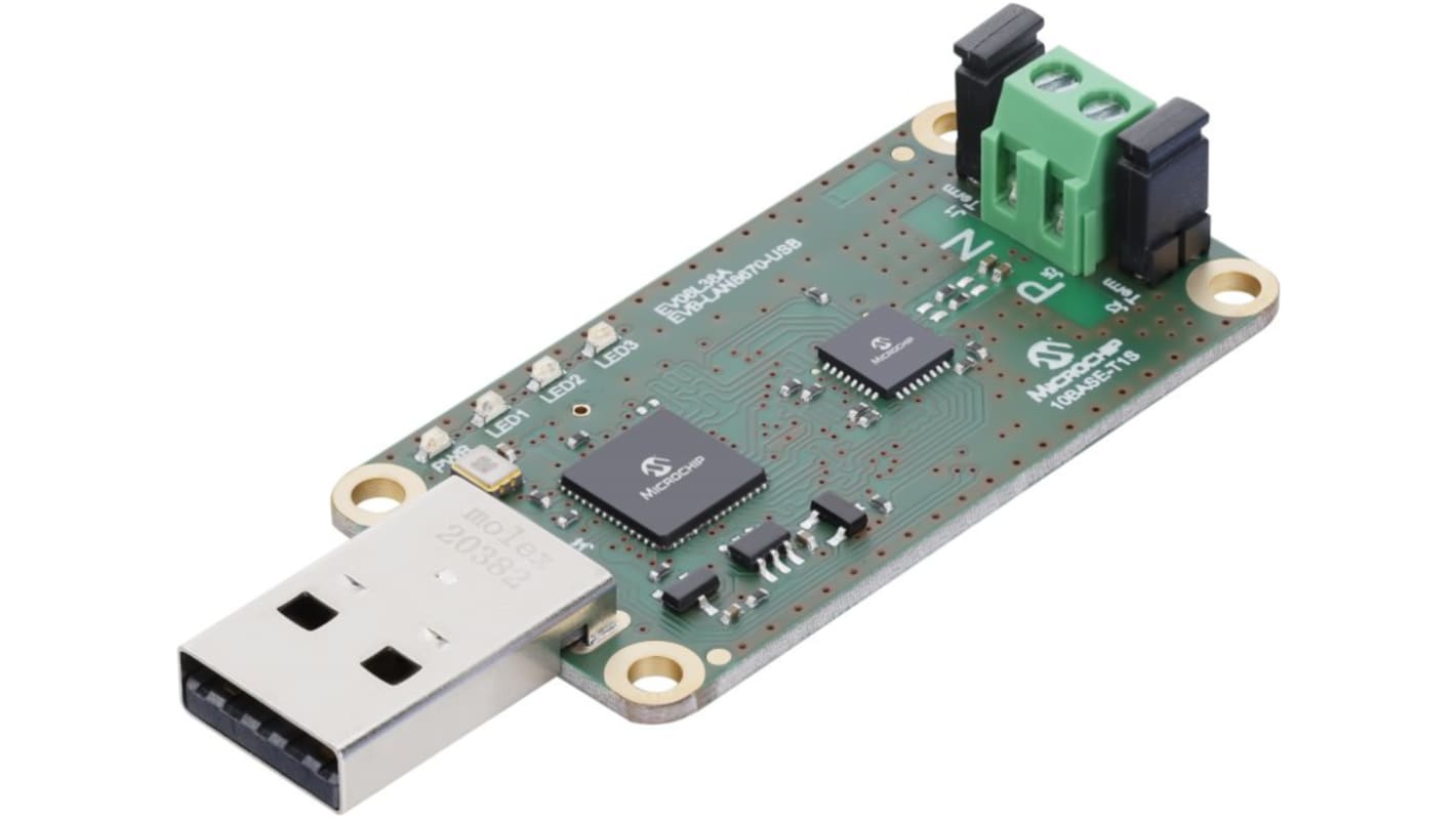 Microchip 10BASE-T1S Ethernet PHY Transceiver LAN8670 USB Evaluation Board for LAN9500A EV08L38A