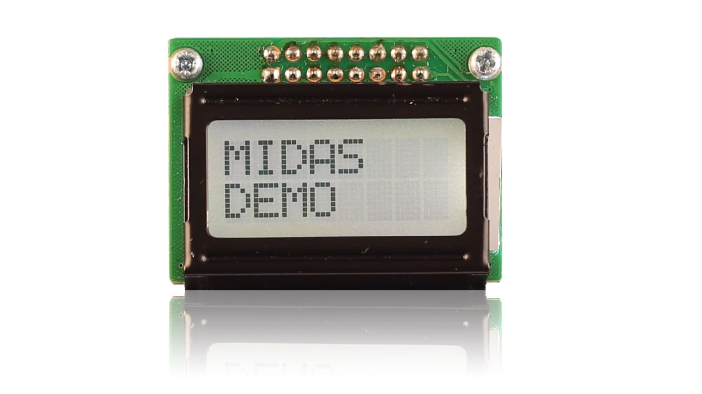 Display alfanumerico LCD Midas, Alfanumerico, 2x8 caratteri