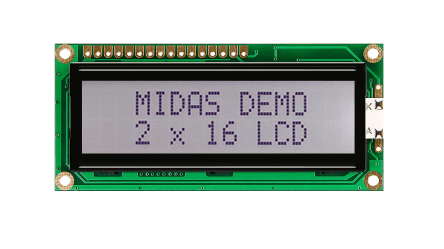 Display alfanumérico LCD alfanumérico Midas de 2 filas x 16 caract.