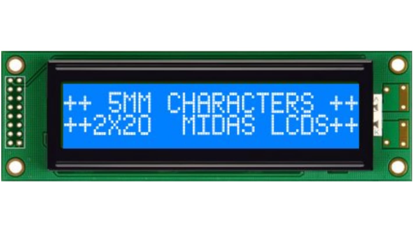 Midas MC22005A6WK-BNMLW-V2 Alphanumeric LCD Alphanumeric Display, 2 Rows by 20 Characters