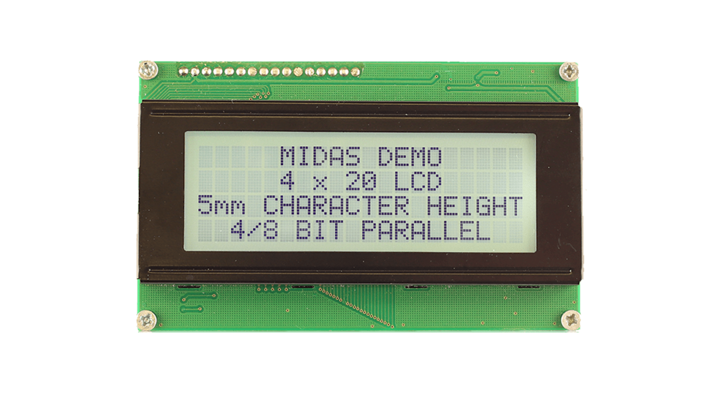 Midas MC42005A6W-FPTLWI-V2 Alphanumeric LCD Alphanumeric Display, 4 Rows by 20 Characters