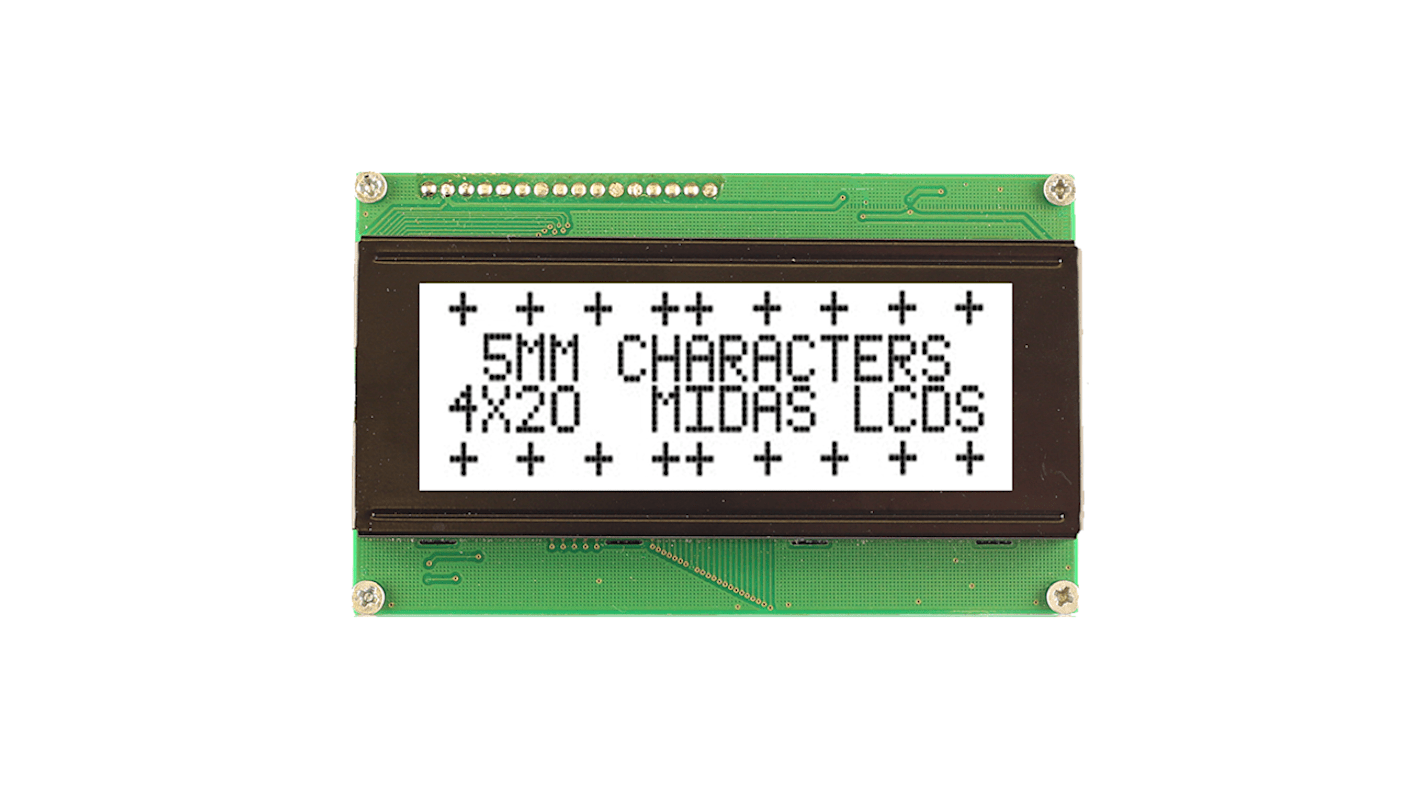 Midas MC42005A6W-FPTLWS-V2 Alphanumeric LCD Alphanumeric Display, 4 Rows by 20 Characters