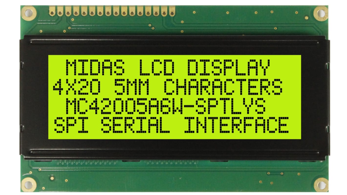 Midas Alphanumerische LCD-Anzeige, Alphanumerisch Vierzeilig, 20 Zeichen