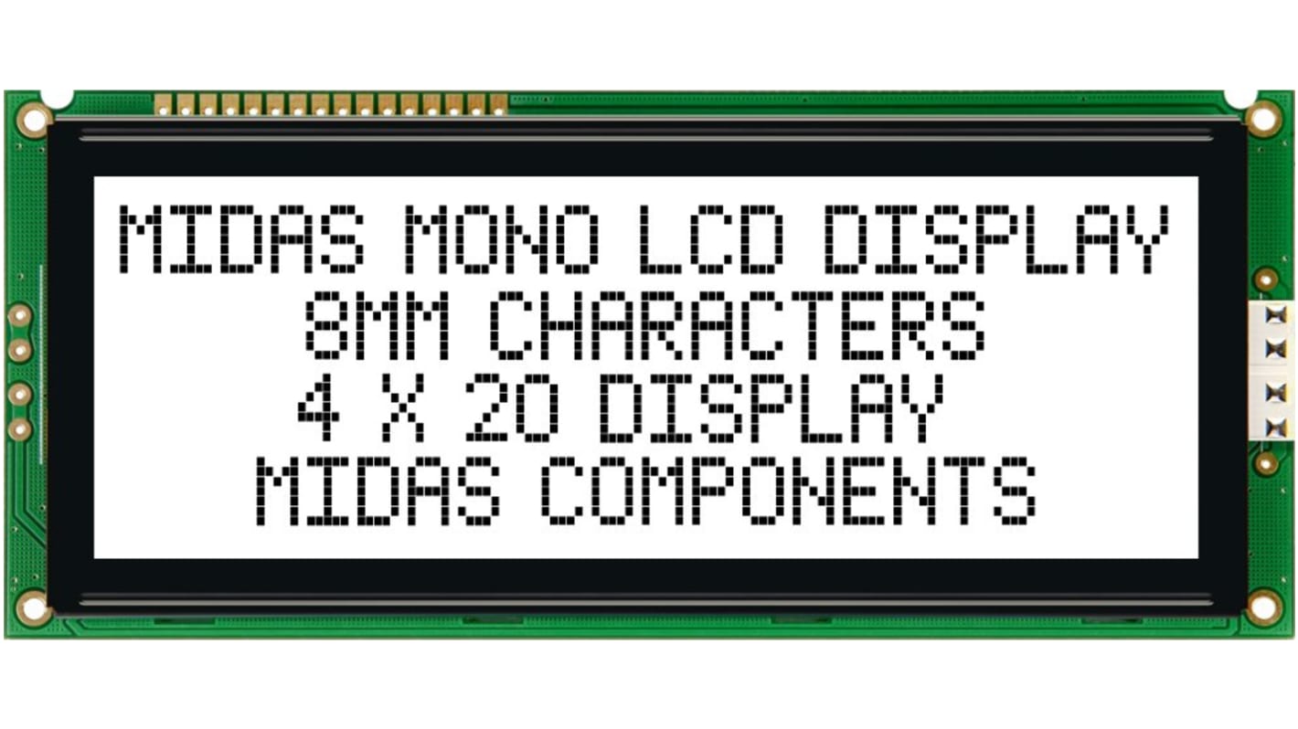 Midas MC42008A6W-FPTLW Alphanumeric LCD Alphanumeric Display, 4 Rows by 20 Characters