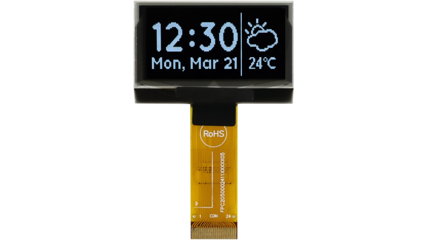 Midas PMOLED屏幕, 1.54in, I2C，平行，SPI接口, 128 x 64pixels