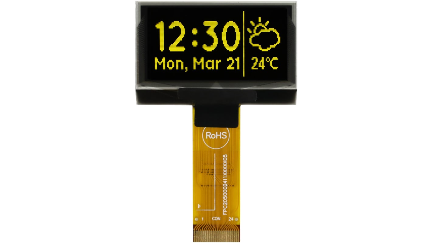 Midas PMOLED屏幕, 1.54in, I2C，平行，SPI接口, 128 x 64pixels