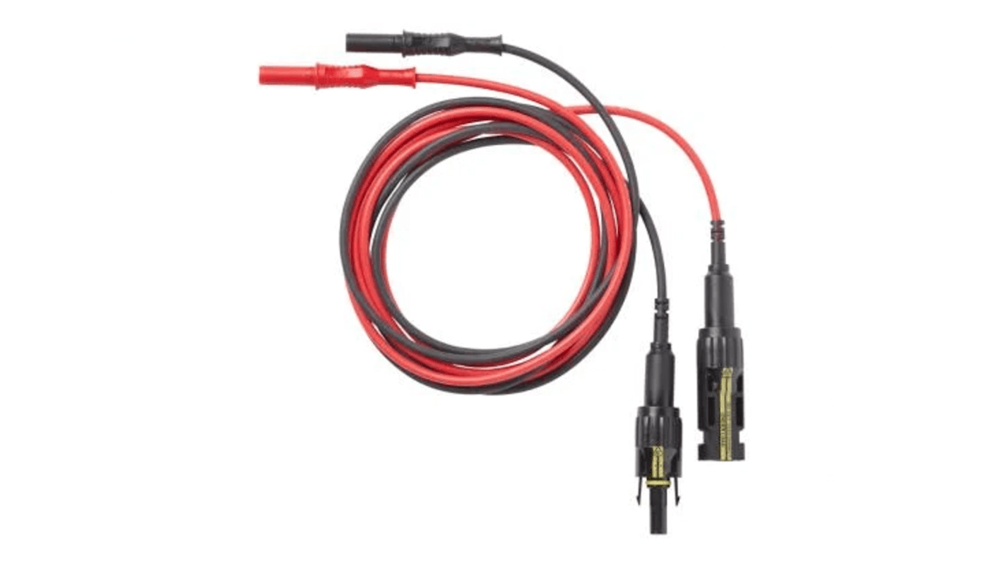 Fluke 4mm插头测试线, 1.5m线长, 1 kV ac/dc, 600 V ac/dc, 20A, 黑色，红色, 插头、插座至公插, CAT III 1000 V, CAT IV 600 V