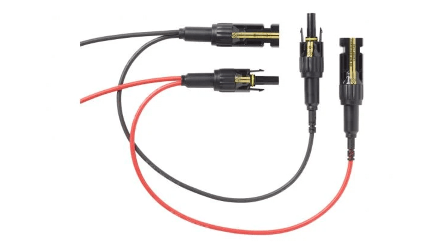 Fluke 4mm插头测试线, 0.9m线长, 1 kV ac/dc, 600 V ac/dc, 20A, 黑色，红色, 插头、插座, CAT III 1000 V, CAT IV 600 V