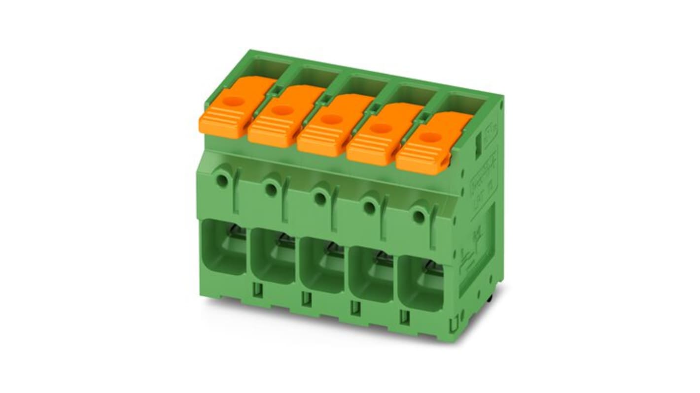 Phoenix Contact PCB Terminal Block, 3-Contact, 10mm Pitch, Through Hole Mount, 1-Row