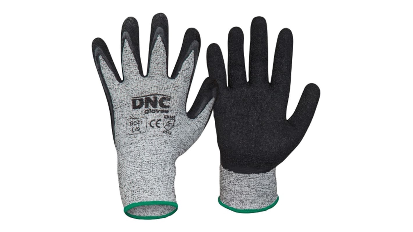 DNC Black/Grey Cut Resistant Cut Resistant Gloves, Size 8, Latex Coating