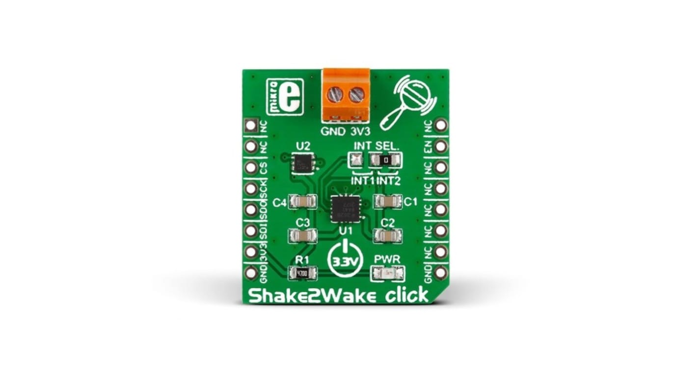 Snímač akcelerometru, klasifikace: Akcelerometr for ADP195, ADXL362, MEMS Shake2Wake Click MIKROE-1942, MikroElektronika