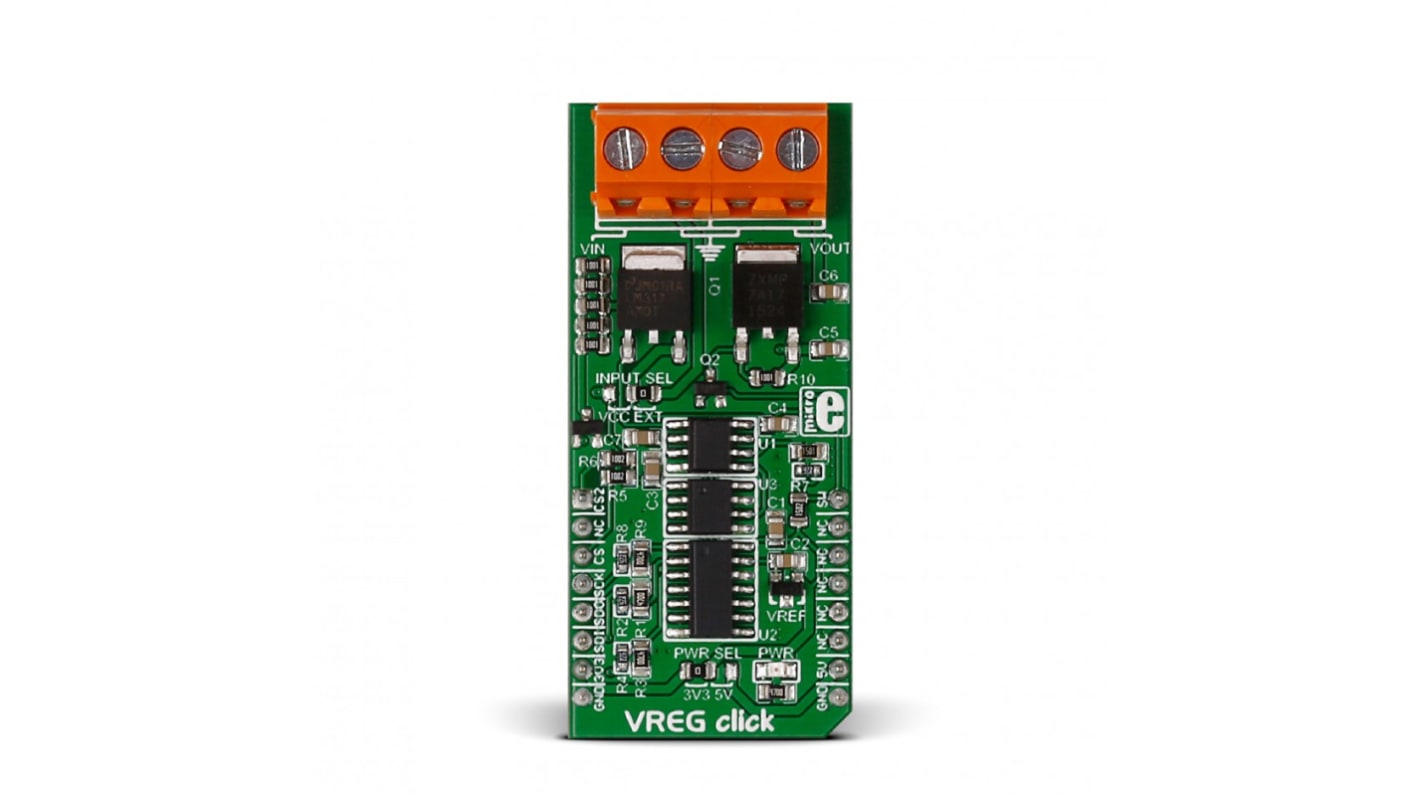 Vývojová sada pro řízení napájení, VREG Click, Regulátor napětí LDO, MikroElektronika