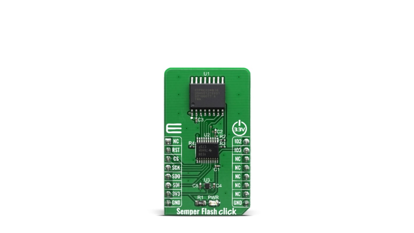 MikroElektronika MIKROE-3823, Semper Flash Click Flash Flash Memory Board for S25HS512T for Mass Storage