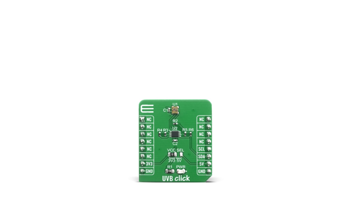 Snímač ultrafialového záření (UV), klasifikace: Deska mikroBus Click for GUVB-C31SM UVB Click MIKROE-4145,