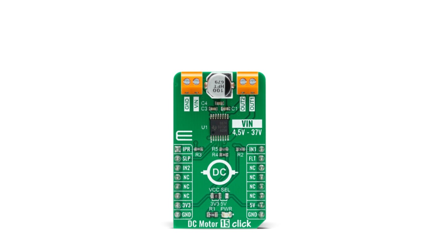 MikroElektronika DRV8874 Leistung, Motor und Robotics Entwicklungstool, DC Motor 15 Click DC-Motortreiber