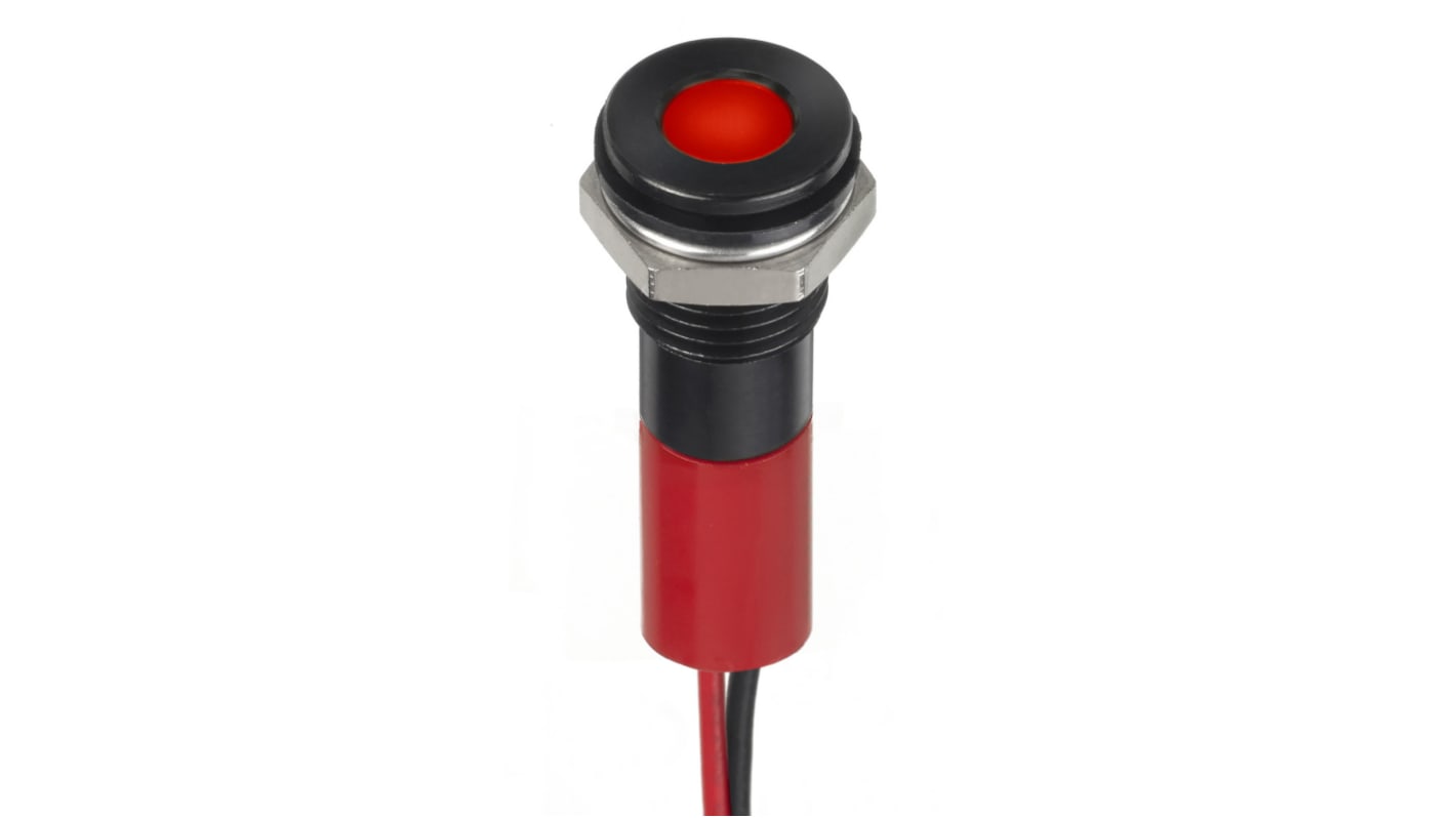 Indicatore da pannello RS PRO Rosso  a LED, 24V cc, IP67, foro da 8mm