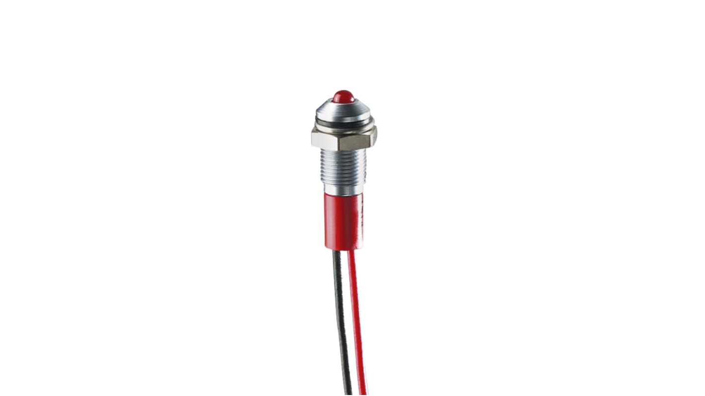 Indicatore da pannello RS PRO Rosso  a LED, 2V cc, IP67, foro da 8mm