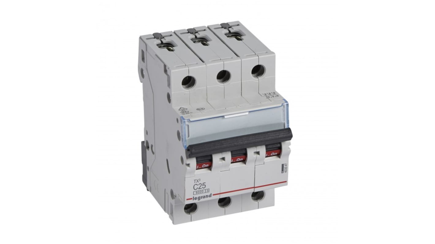 Legrand TX³ - MCB 6000 MCB, 3P, 25A Curve C, 230V AC