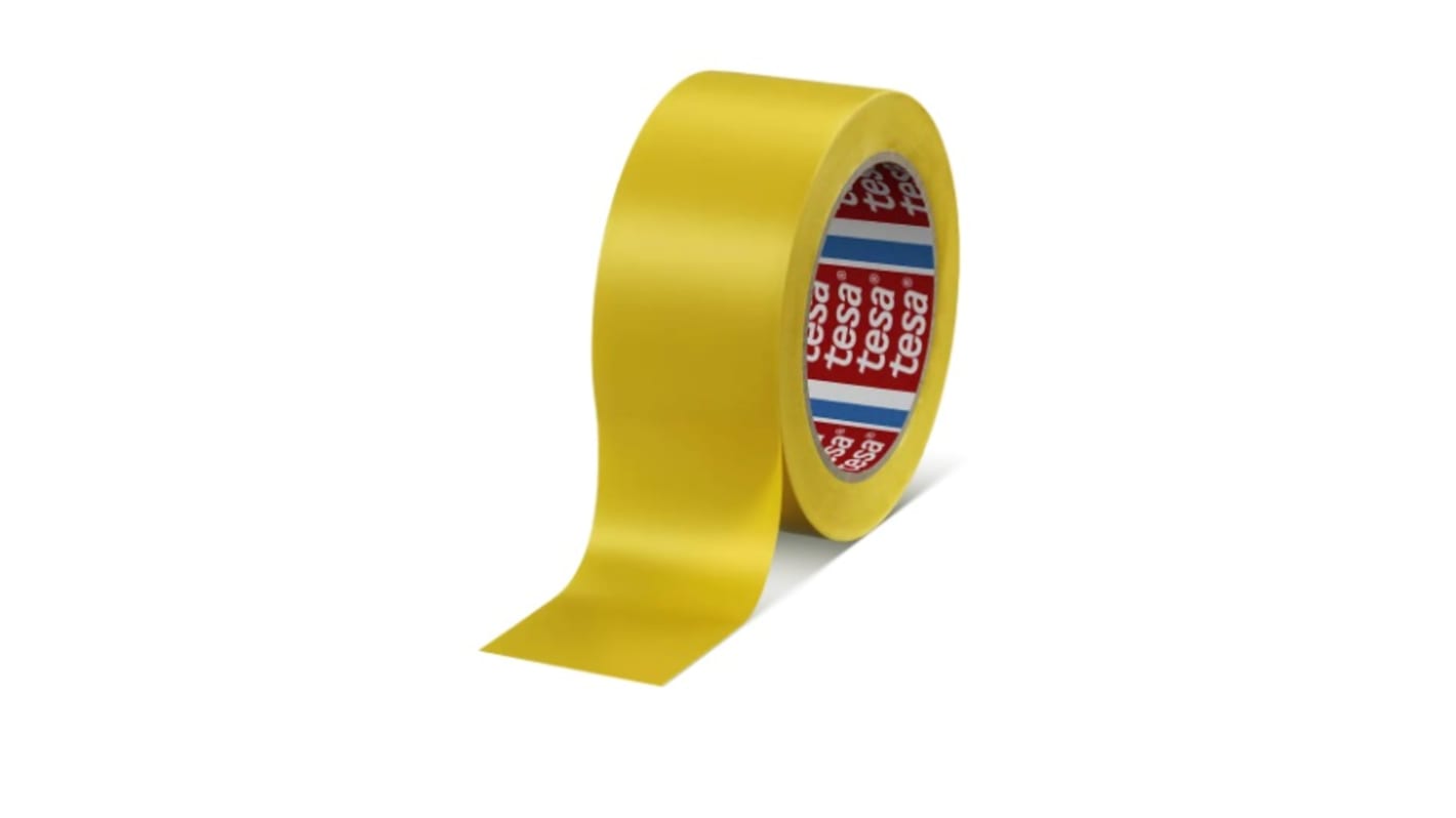 Tesa 60760 Yellow Soft PVC 33m Hazard Tape, 0.15mm Thickness