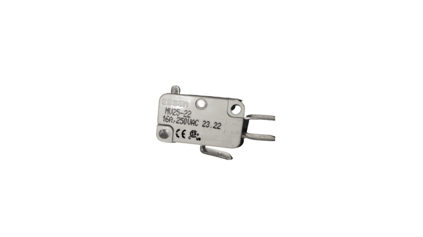 RS PRO Plunger Microswitch, Quick Connect Terminal, 16A @ 250V ac, SPDT, IP40